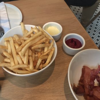 Flipper’s - Fries(tossed in truffle butter) amazing! And a side of bacon, also amazing. - Pancakes Near Me - New York, New York Flipper’s - Fries(tossed in truffle butter) amazing! And a side of bacon, also amazing. - Pancakes Near Me - New York, New York