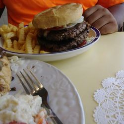 Submarine Gyro Town - Double mushroom burger and fries