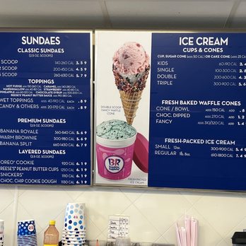 Baskin Robbins - a menu for ice cream - Ice Cream & Frozen Yogurt Near Me - Windsor Heights, Iowa