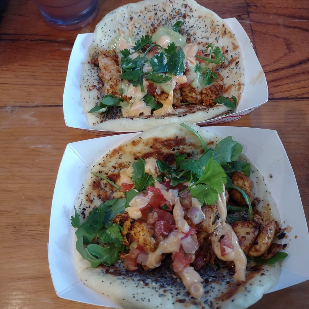 Galaxie - Shrimp & Chorizo (Top)  Chipotle Chicken (Bottom) Wakatakas - Bars Near Me - Louisville, Kentucky