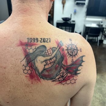 Paper Crane Studio - Ruben did a awesome job doing a reconstruction of my old 23 year old tattoo. I love how my trash polka tat turned out. - Tattoo Near Me - Long Beach, California Paper Crane Studio - Ruben did a awesome job doing a reconstruction of my old 23 year old tattoo. I love how my trash polka tat turned out. - Tattoo Near Me - Long Beach, California