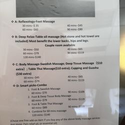 Footprint Massage - Menu of Services