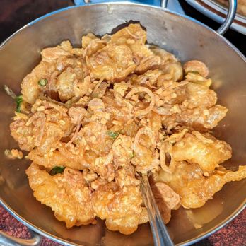 Awang Kitchen - Udang Goreng Sauce Telor Asin (fried shrimp w.salted egg) $24 (does not come with rice) - Indonesian Near Me - Elmhurst, New York