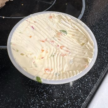 Nicos Bagels & Brunch - Used vegetable cream cheese with very apparent knife marks with missing chunks - Breakfast & Brunch Near Me - Gambrills, Maryland Nicos Bagels & Brunch - Used vegetable cream cheese with very apparent knife marks with missing chunks - Breakfast & Brunch Near Me - Gambrills, Maryland