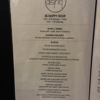 District - Happy hour menu 12/08/17 - Tapas/Small Plates Near Me - San Jose, California