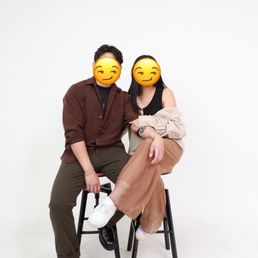 Us posing on some provides chairs(there are boxes and other props to utilize)