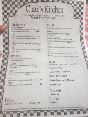 Menu photo 1 Clara’s Kitchen Denton, TX
