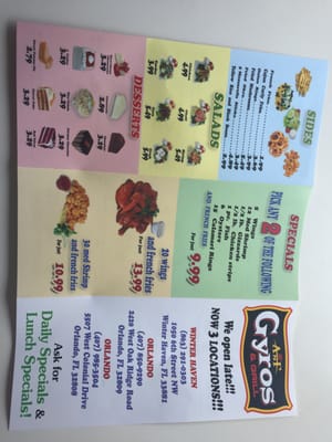 Menu photo 1 Anf Gyros and Grill Winter Haven, FL