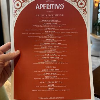 Aperitivo - Cocktail menu - Cocktail Bars Near Me - Houston, Texas