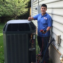 Comfortable Air Services - Comfortable Air Services Technician installing a TRANE 18 SEER AC Unit.