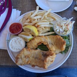 Fish and chips. Bland and soggy. Fries unseasoned. Fish and chips. Bland and soggy. Fries unseasoned.