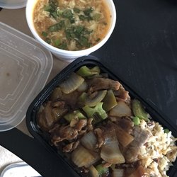 Pepper Steak W. Onion with fried rice and hot and sour soup