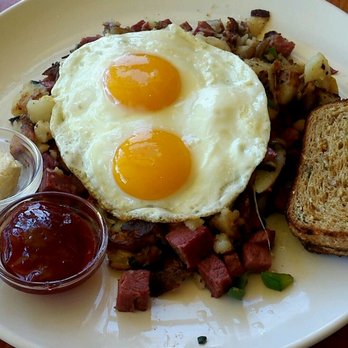Simple Cafe - I got the corned beef hash & it was wonderful. The cheese was perfectly melted, and my sunny side eggs made perfectly. Jam seems homemade! - Breakfast & Brunch Near Me - Lake Geneva, Wisconsin
