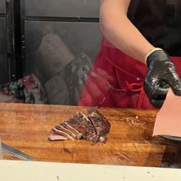 Fresh brisket being sliced yum Fresh brisket being sliced yum