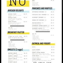Park Central Cafe - Breakfast menu