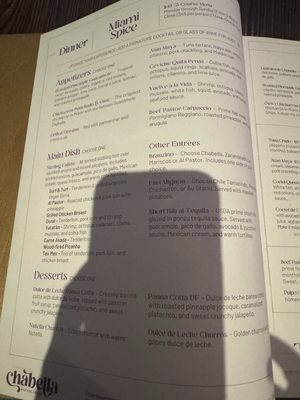 Menu photo 1 Chabella Miami Doral, FL
