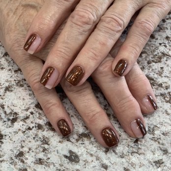 VIP Nail Spa - Fall walnut brown glitter - Nail Salons Near Me - Columbus, Indiana