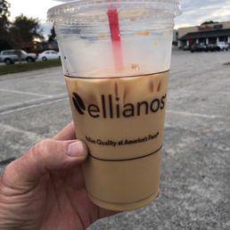 Iced coffee with caramel cream and sugar. Delicious