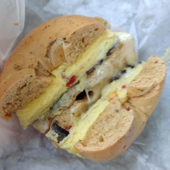Bagel Place Cafe - The Mediterranean on sun-dried tomato bagel - Bagels Near Me - Sunnyvale, California Bagel Place Cafe - The Mediterranean on sun-dried tomato bagel - Bagels Near Me - Sunnyvale, California