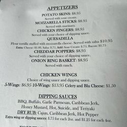 Roadside Inn - Menu