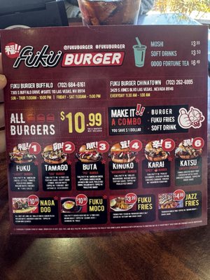 Menu photo 6 Fukuburger Chinatown Las Vegas, NV