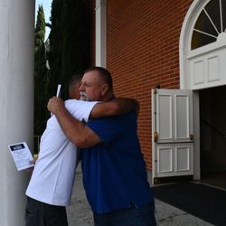 Calvary Baptist Church of Bellflower - Greeting in front of sanctuary