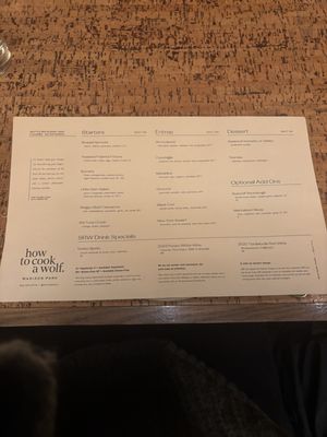 Menu photo 1 How to Cook a Wolf Seattle, WA