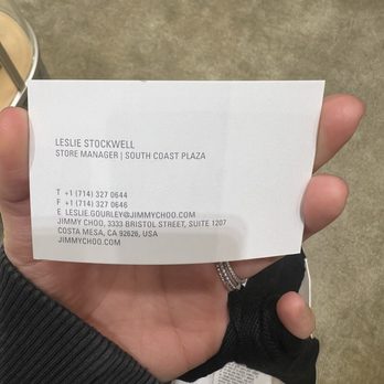 Jimmy Choo - Irresponsible store manager - Shoe Stores Near Me - Costa Mesa, California Jimmy Choo - Irresponsible store manager - Shoe Stores Near Me - Costa Mesa, California
