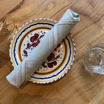 Gioia Cafe & Bar - Table setting with hand-painted plates from Italy - Italian Near Me - New Haven, Connecticut
