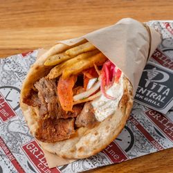 Pita Central - Lamb & Beef Gyro wrapped in a hand made pita imported from Greece