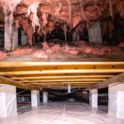 Accel Pest & Termite Control - Before & After pictures of a crawlspace. Wet & humid crawlspaces can be corrected with many options that we provide.