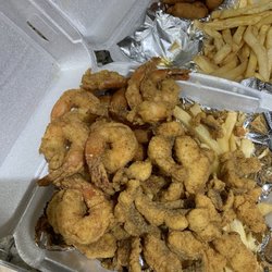 All American Fish Market - Fish and shrimp (two plates combined)