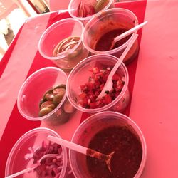 Taqueria Los Chiles - I love the fresh salsa, onions, guacamole, radish and cucumbers