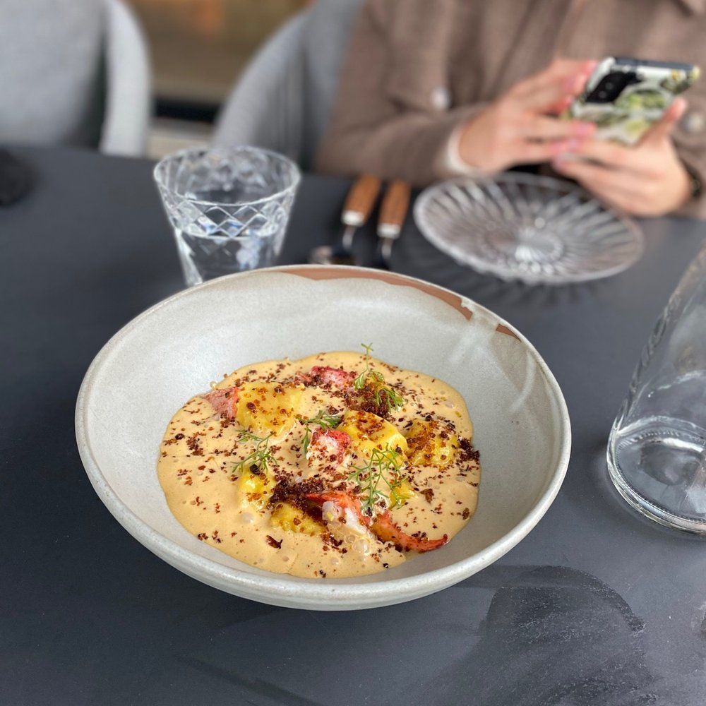 Hexagon - Lobster ravioli with a laksa base - French Near Me - Oakville, Ontario Hexagon - Lobster ravioli with a laksa base - French Near Me - Oakville, Ontario