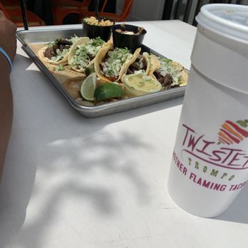 Twisted Trompo - Tacos served with rice and retried beans. - Mexican Near Me - Garland, Texas