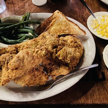 Richter's Antler Cafe - Chicken Fried Steak with sides of fresh green beans and creamed corn. - American Near Me - Spring Branch, Texas Richter's Antler Cafe - Chicken Fried Steak with sides of fresh green beans and creamed corn. - American Near Me - Spring Branch, Texas