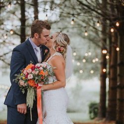 Petals in Thyme - The kiss. Coral tones with hint of teal, pink and a dash of yellow. Luxury wedding bouquet