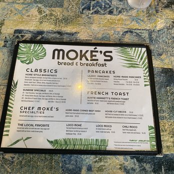 Moke's Bread & Breakfast - Menu - Breakfast & Brunch Near Me - Kailua, Hawaii
