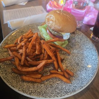 The 908 - Lamb burger with fries. - New American Near Me - Long Beach, California The 908 - Lamb burger with fries. - New American Near Me - Long Beach, California