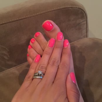 Blooming Nails Spa - Gel Hot pink Manicure and regular hot pink pedicure!! Loved how the hot pink turned out* - Nail Salons Near Me - San Pablo, California