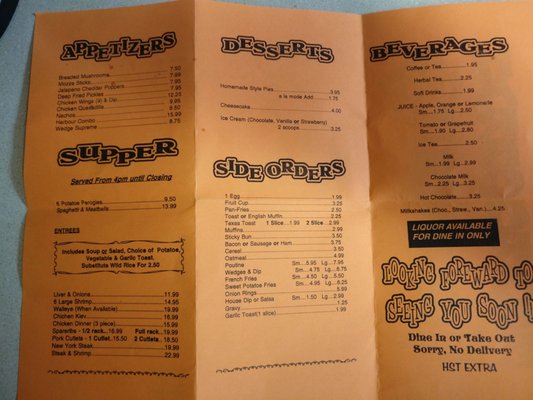 Menu photo 1 The Harbourage Fort Frances, ON Menu photo 1 The Harbourage Fort Frances, ON