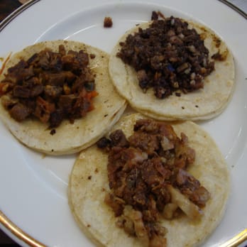 Carnitas Estilo Michoacan - My order of Cabesa, Lengua and Tripa Tacos from Carnitas Estilo Michoacan February 16th 2013 visit. - Mexican Near Me - Denver, Colorado