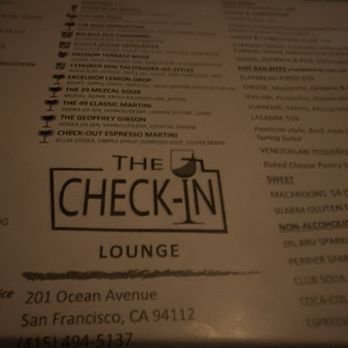 The Check-In Lounge - Menu - Wine Bars Near Me - San Francisco, California The Check-In Lounge - Menu - Wine Bars Near Me - San Francisco, California