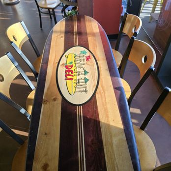 Beach Hut Deli - Surf board table - Delis Near Me - San Diego, California Beach Hut Deli - Surf board table - Delis Near Me - San Diego, California