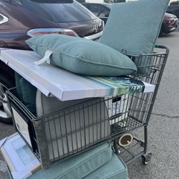 My cart was overflowing with new patio cushions, wall art, a wall mirror and a fake plant. My cart was overflowing with new patio cushions, wall art, a wall mirror and a fake plant.