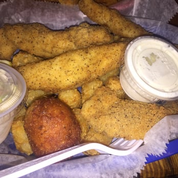 The Blue Gator - Grouper tenders with tots and hush puppies - Seafood Near Me - Dunnellon, Florida The Blue Gator - Grouper tenders with tots and hush puppies - Seafood Near Me - Dunnellon, Florida