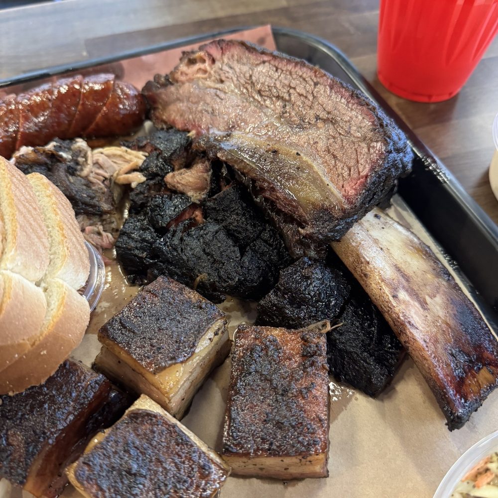 Belly Barbecue - Beef rib, brisket, bourbon pear pork belly, pulled pork, spicy sausage. - Barbeque Near Me - Folsom, California Belly Barbecue - Beef rib, brisket, bourbon pear pork belly, pulled pork, spicy sausage. - Barbeque Near Me - Folsom, California