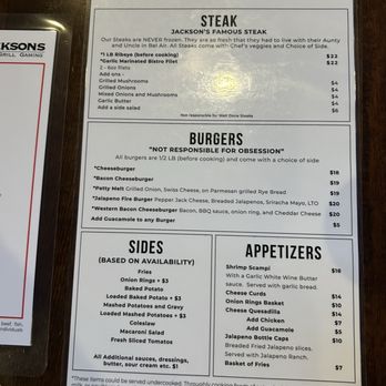 Jackson's Bar & Grill - Menu - Sports Bars Near Me - Las Vegas, Nevada Jackson's Bar & Grill - Menu - Sports Bars Near Me - Las Vegas, Nevada