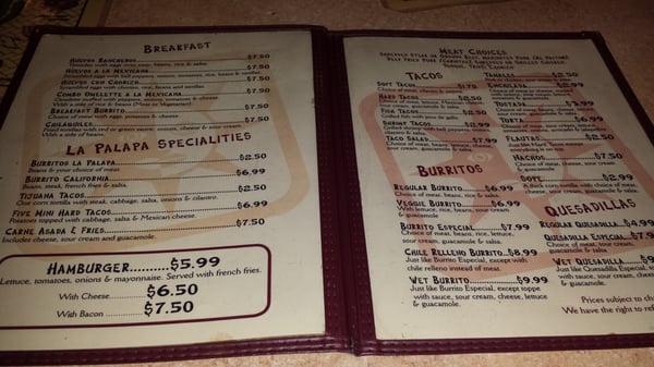Menu photo 8 La Palapa Redwood Valley, CA Menu photo 8 La Palapa Redwood Valley, CA
