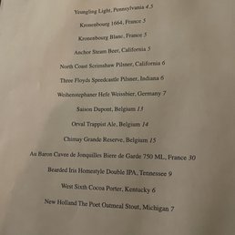 Beer list Beer list
